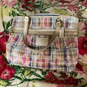 Large Coach Poppy Plaid Bag
